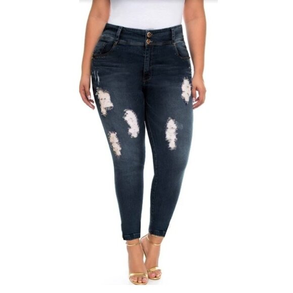 Booty enhancing Colombian jeans Curvy Size 18-19 Butt Lift 90s destroyed jeans - Picture 6 of 9